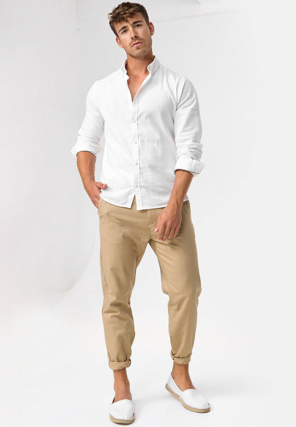 Indicode men's Veneto trousers made of 55% linen & 45% cotton with 4 pockets