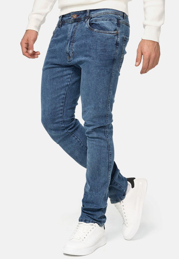 Indicode Herren Jake Super Stretch Jeanshose aus 90% Baumwolle mit 5 Taschen