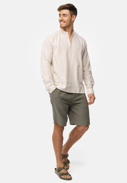 Indicode Herren Waylon Hemd mit V-Auschnitt aus Leinen-Baumwolle Mischung - INDICODE