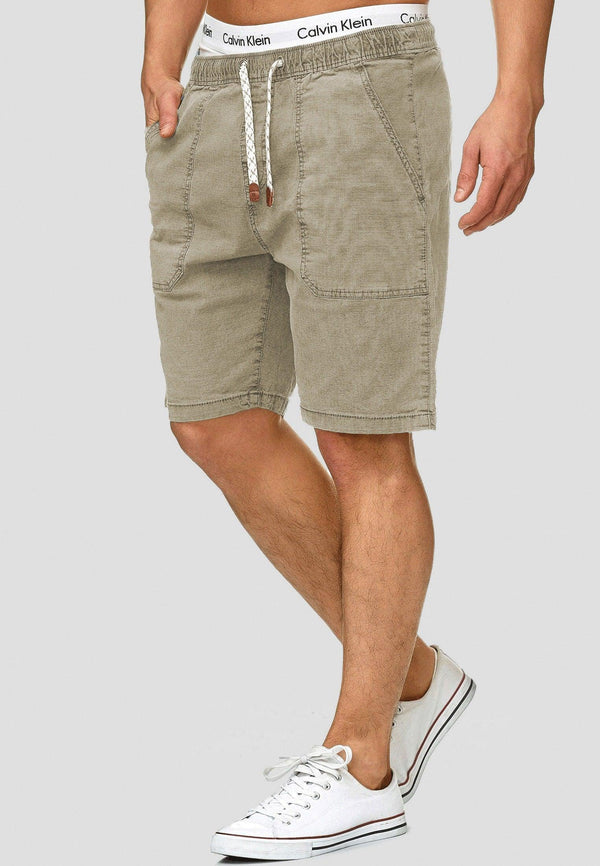 Indicode Herren Stoufville Chino Shorts mit 3 Taschen und Kordel aus 98% Baumwolle