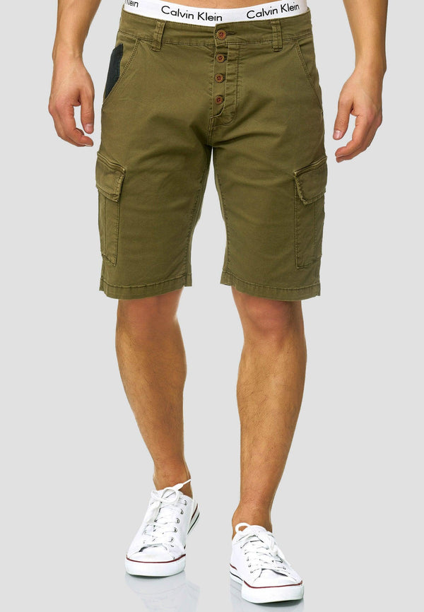 Indicode Herren Hedworth Chino Cargo Shorts mit 7 Taschen aus 98% Baumwolle