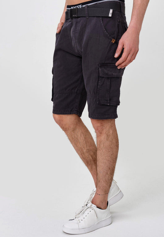 Indicode Herren Blixt Cargo Shorts mit 6 Taschen inkl. Gürtel aus 100% Baumwolle - INDICODE