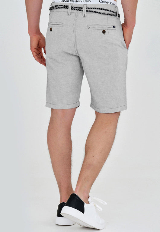 Indicode Herren Sant Cugat Shorts mit Kordel-Gürtel und 5 Taschen aus 55% Baumwolle & 45% Leine - INDICODE