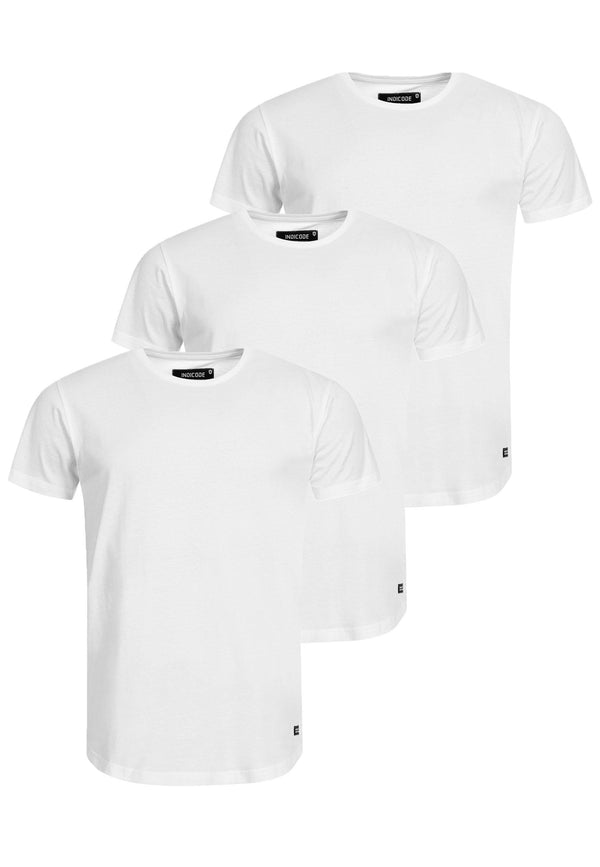 Indicode Herren Mosley 3er Pack T-Shirts mit Rundhals-Ausschnitt aus Baumwolle