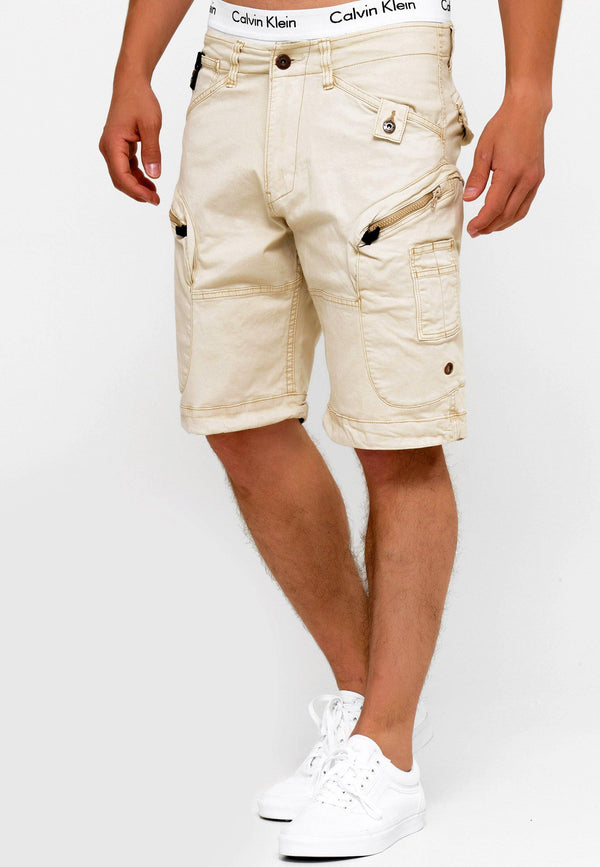 Indicode Herren Bosa Cargo Shorts mit 7 Taschen aus 98% Baumwolle
