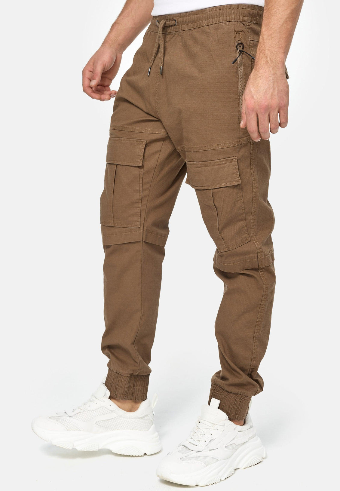 Indicode men's Kerr cargo pants made of 98% cotton incl. belt