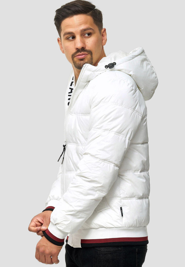 Indicode men's bacon quilted jacket in down jacket look with hood